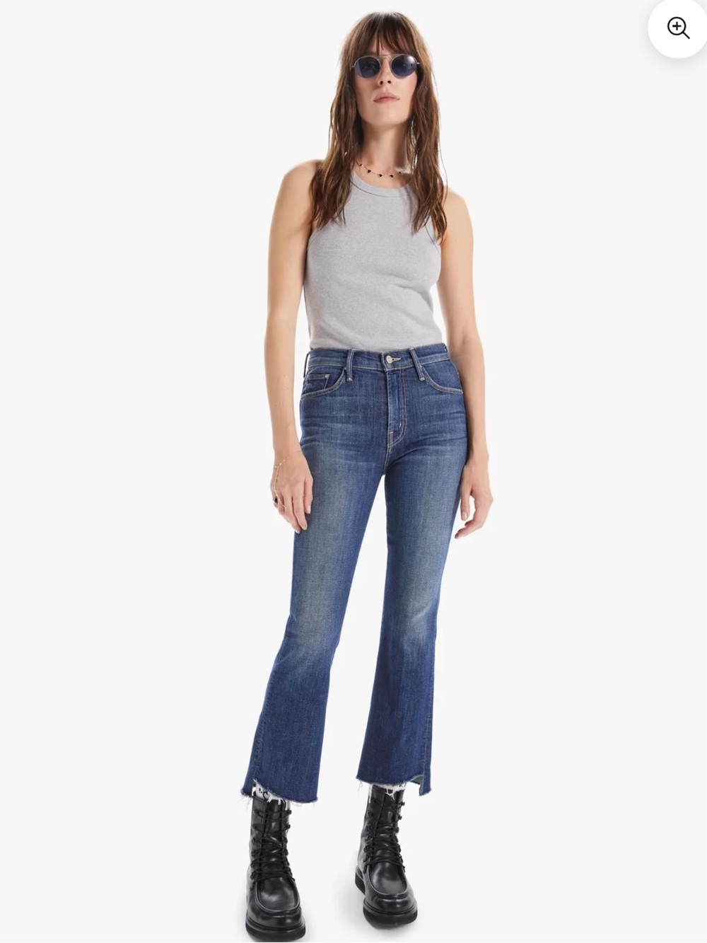 MOTHER Insider crop step fray jeans in Girl Crush size 31